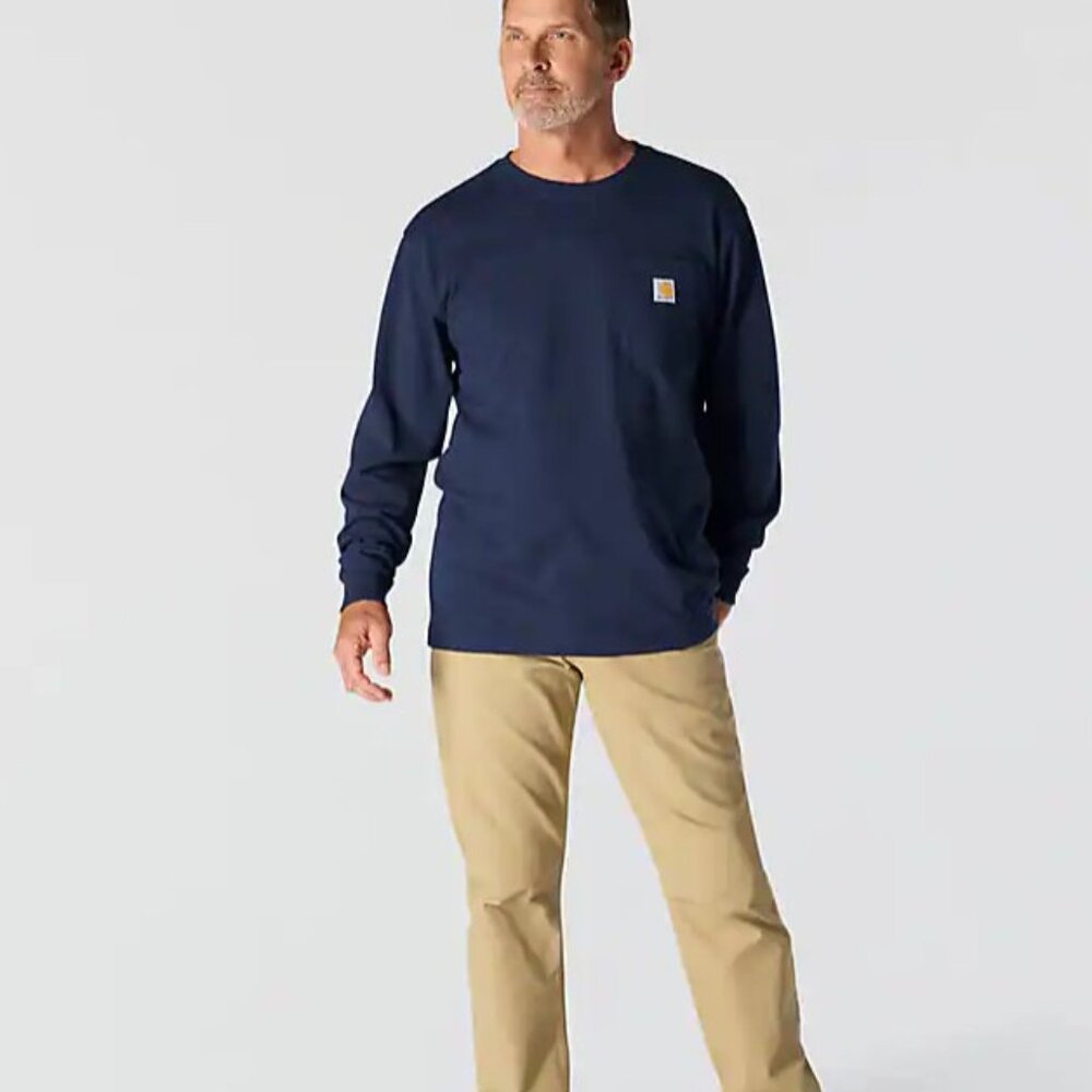 Carhartt 🟣 Size Medium Mens Loose Fit Long Sleeve Tee Shirt in Navy Blue